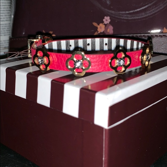 NWT HENRI BENDEL PINK PETAL BRACELET W/ STRIPES - Picture 7 of 8